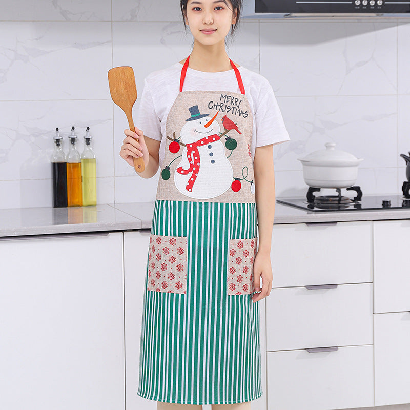 Santa Linen Apron Creative Kitchen Cleaner Sleeveless PearlNestDecor.com