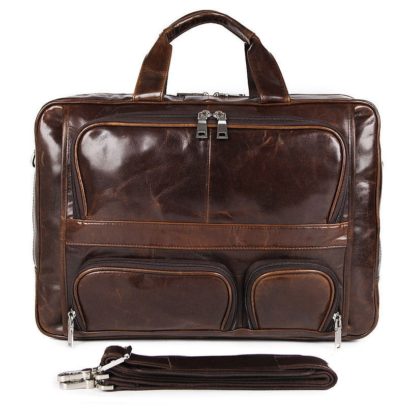 Men's Large Capacity Leather Handbag Computer Briefcase LadyShow.Store