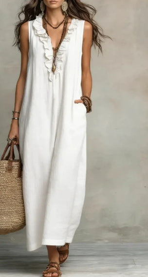 Women's Spring Summer Pocket Ruffle Elegant Dress LadyShow.Store