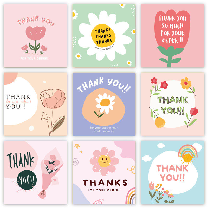 50 PcsPack Square Simple Thank-you Card Coated Paper Business Cards CJD