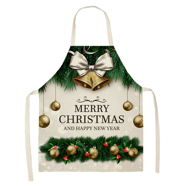 Household Green Series Christmas Dog Linen Apron Used In Kitchen PearlNestDecor.com