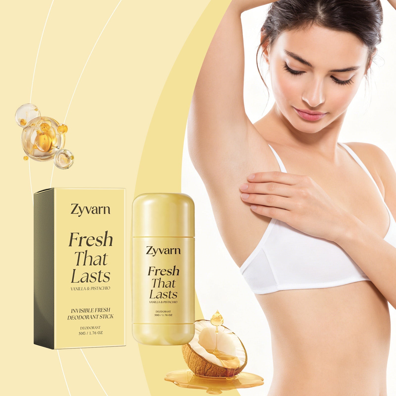 Zyvarn Invisible Deodorant Stick 50g Tri Light Beauty