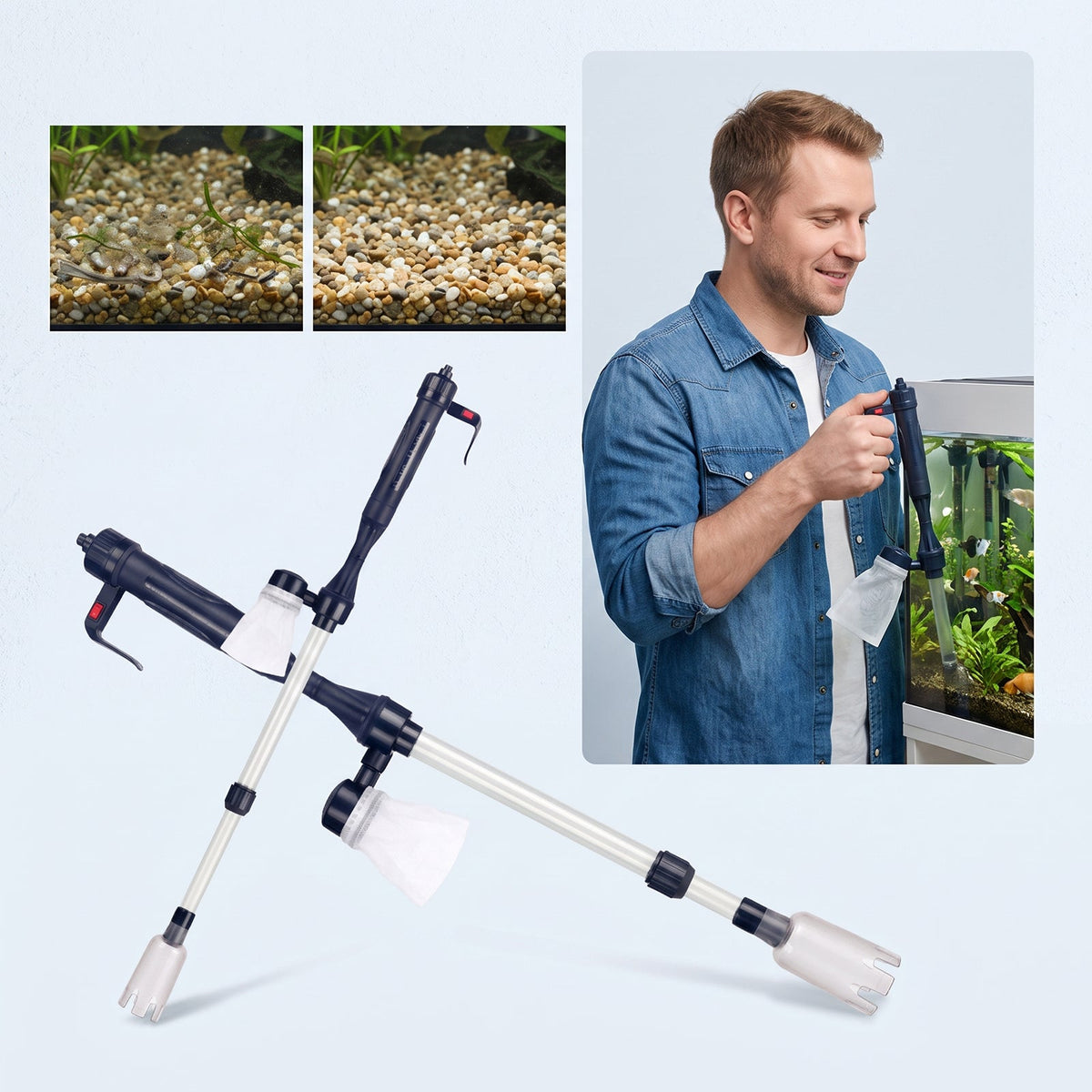 Retractable Tubular Fish Tank Electric Sewer Battery Box English White Box Battery Electric, 11.5 X 5.8 X 30.5cm  Without Battery Tri Light Beauty