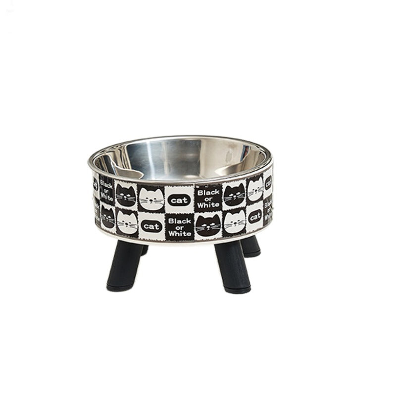 Retro Cat Elevated Bowl Stainless Steel Cat Water Bowl Pets Fashion