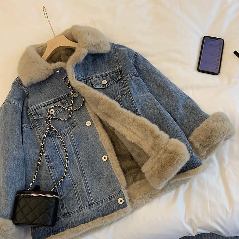 Loose Casual Furry Fleece-lined Thickened Cotton Clothing Parka Best YouTube Store