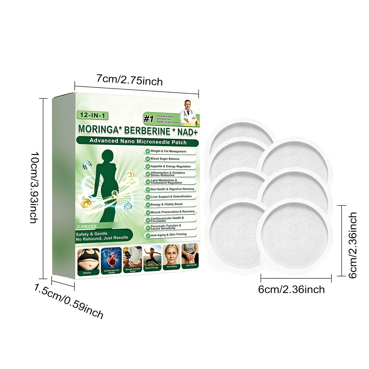 Nano Micro Needle Patch, 7 Pieces Per Box Tri Light Beauty