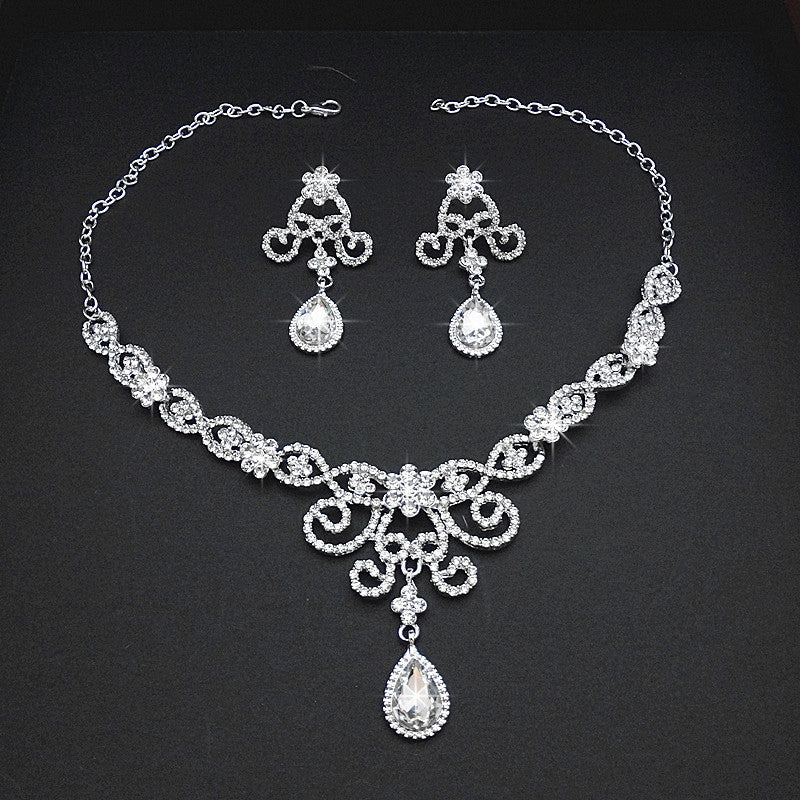 Bridal Necklace Suit Alloy Rhinestone Wedding Accessories LadyShow.Store