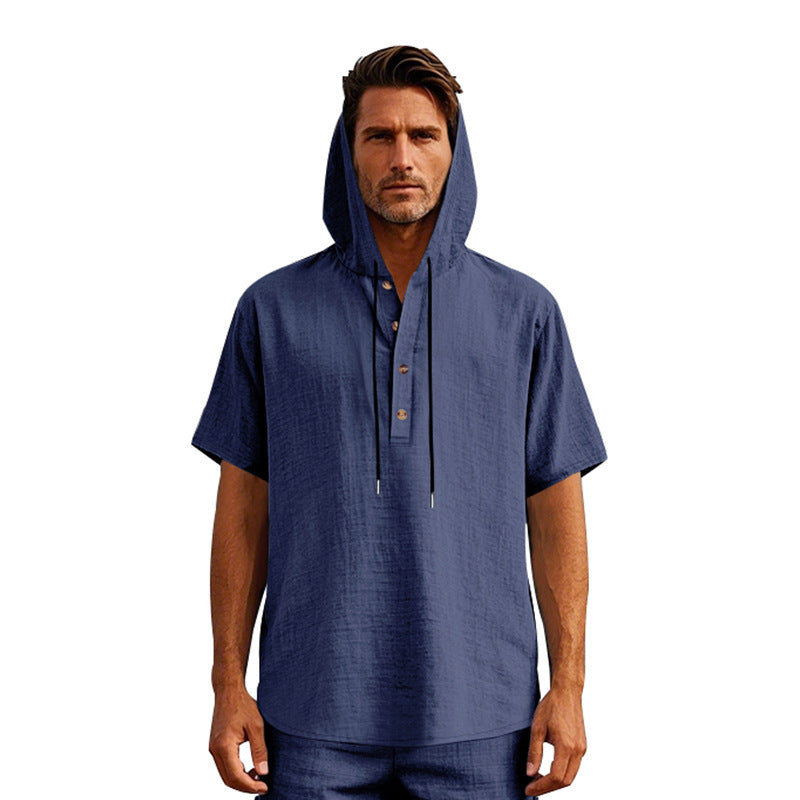European And American Linen Short-sleeved Men's T-shirt Simple NorixaFashion.com