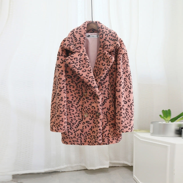 Women's Fur Coat Winter Loose Short Windbreaker Jacket Pi-Mart