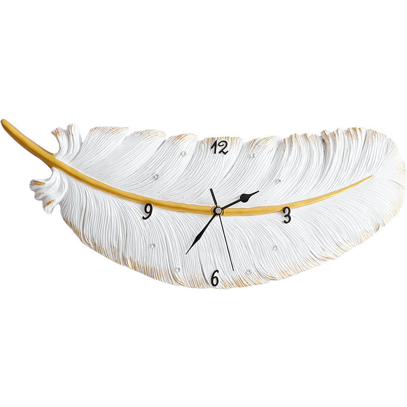 Mute Wall Clock Nordic Style Creative Living Room Background Wall Feather Clock PearlNestDecor.com