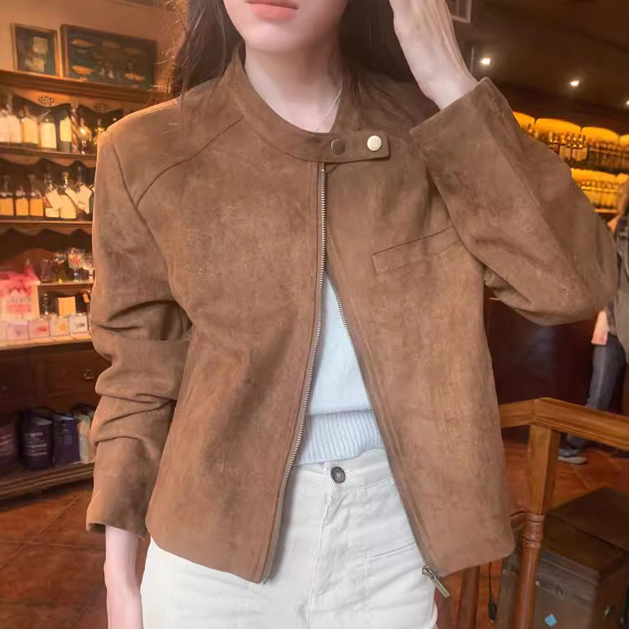 Fashion Short Motorcycle Jacket Women's Clothing LadyShow.Store