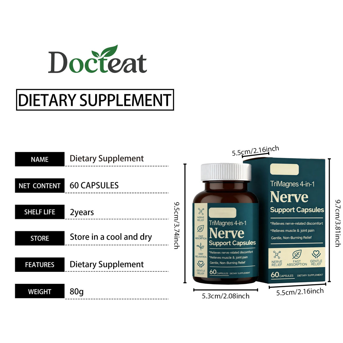 Improving Health, Boosting Vitality, Gentle, Comfortable, And Quickly Absorbed Daily Dietary Supplement Four In One Neural Support Capsules  Entrance , 60 Capsules, 1 Box Tri Light Beauty