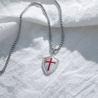 Knights Templar Shield Necklace in Sterling Silver Pendants Necklace for Men LadyShow.Store