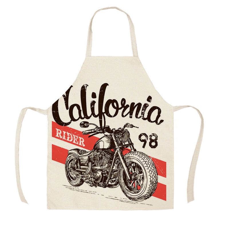 Creative Motorcycle Poster Art Letter Linen Kitchen Apron PearlNestDecor.com