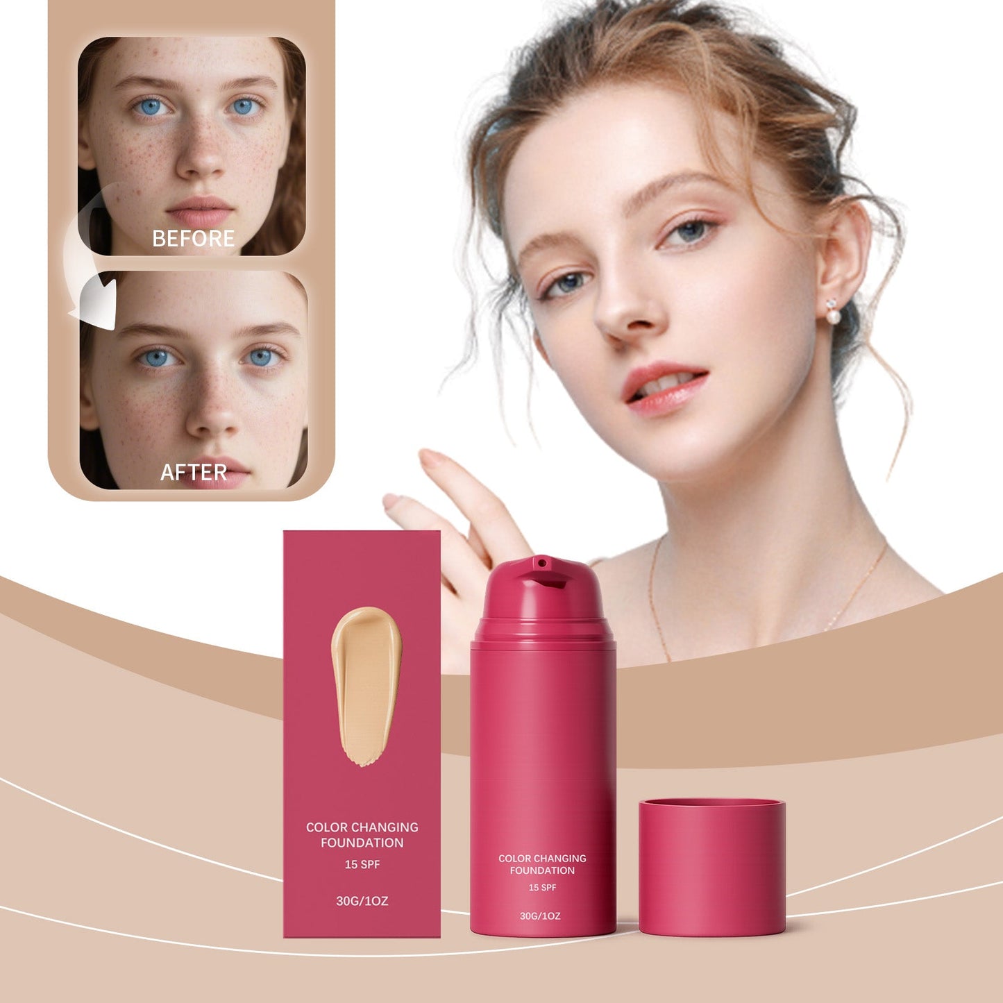 Thermo-responsive Color Adjusting Foundation Natural Shade Tri Light Beauty