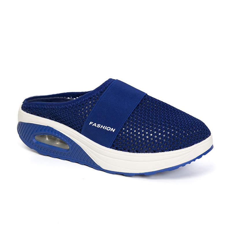 One Pedal Female Lazy Plus Size Thick Bottom Air Cushion Half Trawling Slippers LadyShow.Store