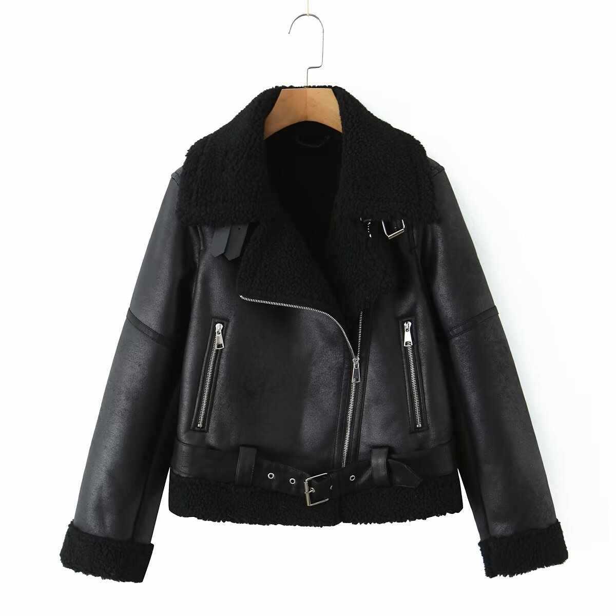 Women's Fashionable Warm Cotton Jacket Motorcycle Fur Coat LadyShow.Store