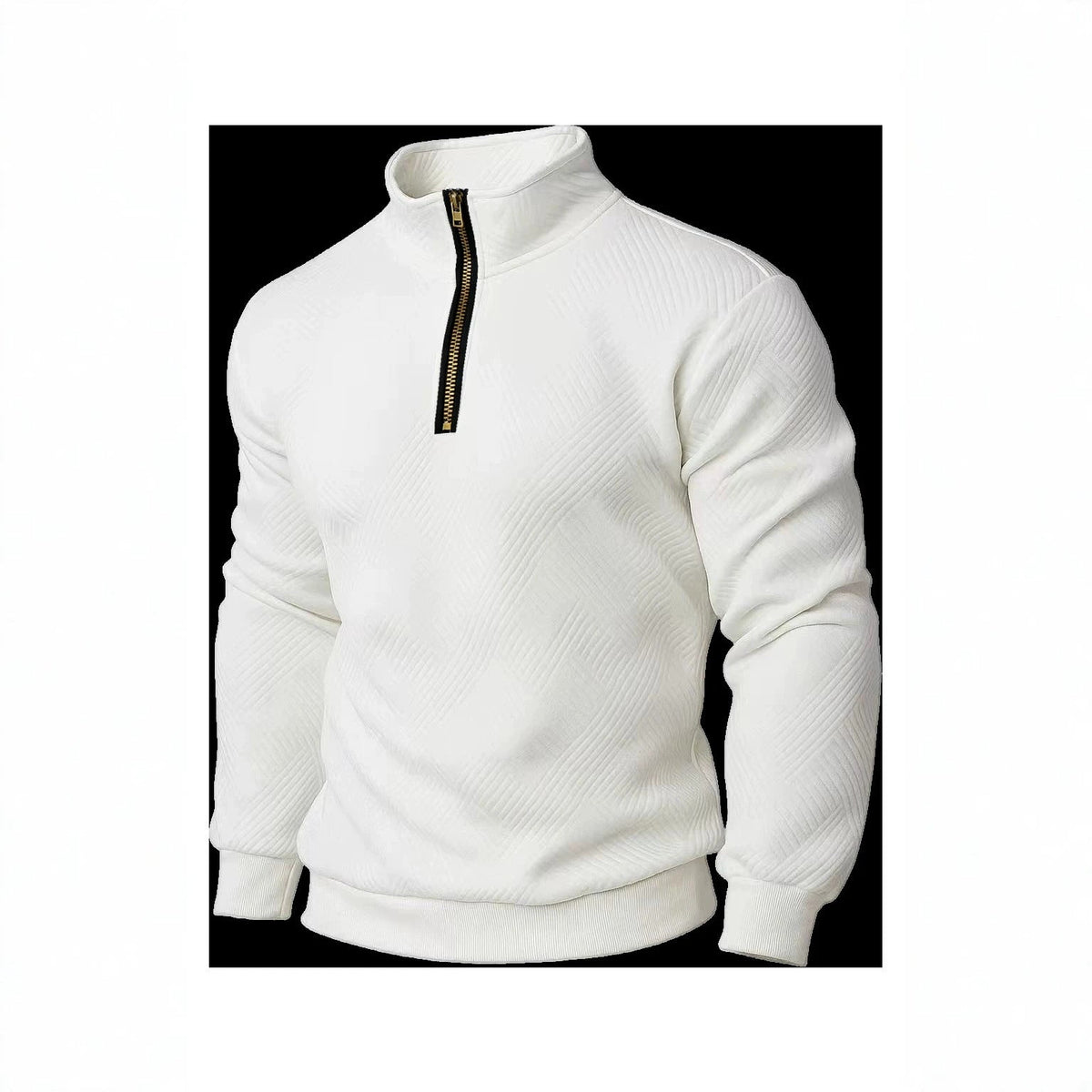 Men's Half-Zip Stand-Up Collar Knit Pullover With Jacquard Texture, 2026 Autumn-Winter Leisure Long-Sleeve Hooded Jacket NorixaFashion.com