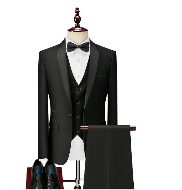 Men's Slim Fit Black Suit Jacket for Business and Weddings Pi-Mart
