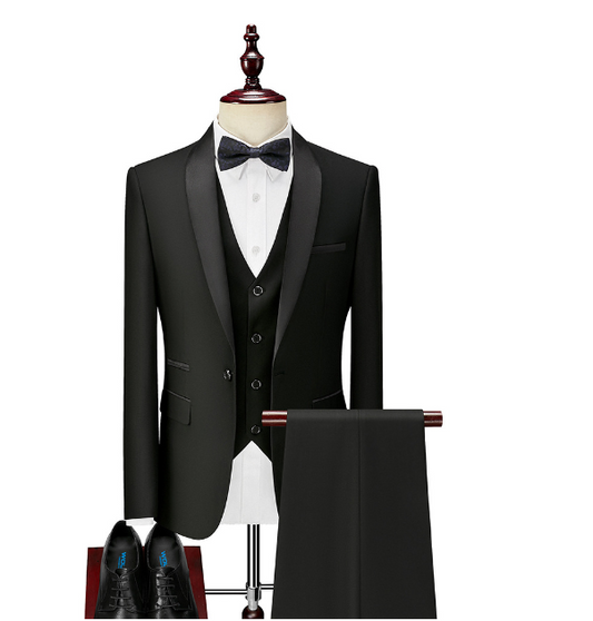 Men's Slim Fit Black Suit Jacket for Business and Weddings Pi-Mart