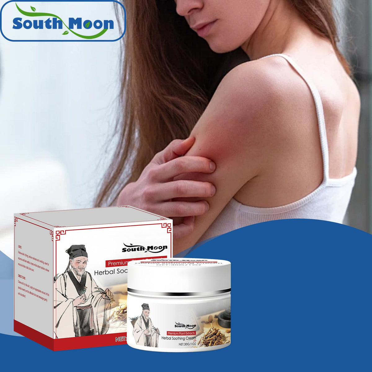 Gentle Ingredient Care Nourishes The Body's Skin, Daily Application Of Care Cream, Herbal Soothing Cream 30g, 1 Box Tri Light Beauty