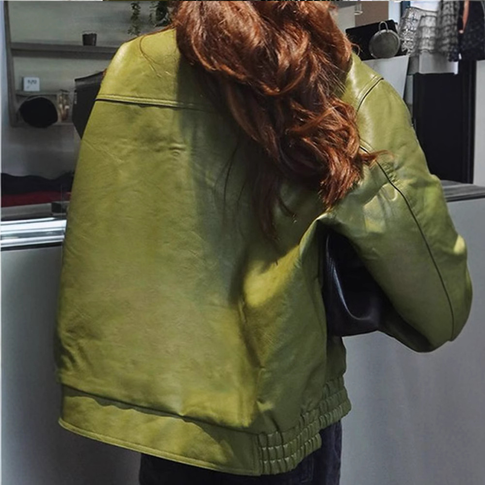 Green Faux Leather Jacket Best YouTube Store