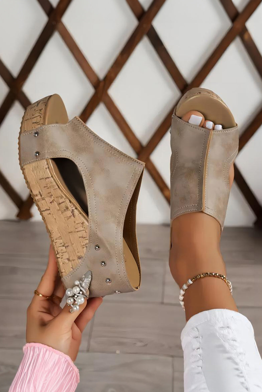 Gianna Pu Leather Wedge Slippers LuxuryLifeWay Online Store