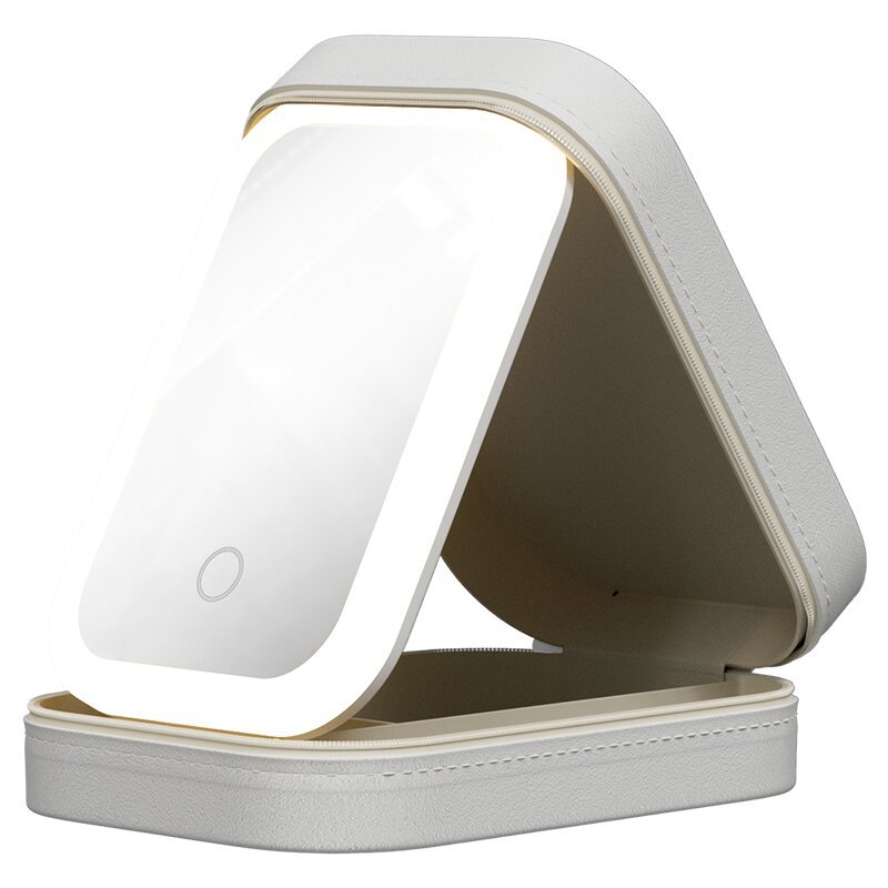 Makeup Storage Box With LED Light Mirror Portable Travel Makeup Cosmetics Storage Box Touch Light Storage Organizer LadyShow.Store