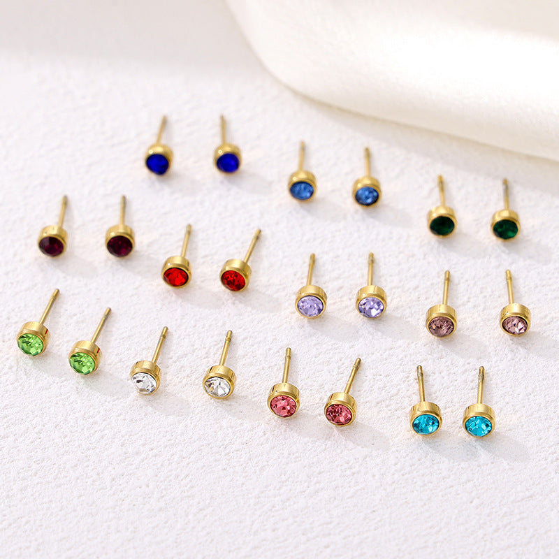 Stainless Steel Gold-plated Birthday Stone Constellation Diamond Bone Nail