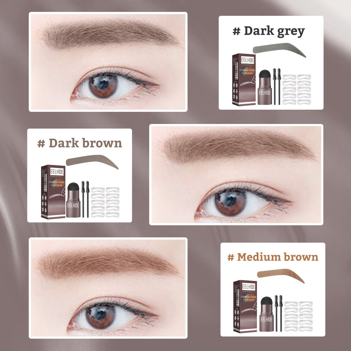 Eyebrow Print Powder 2g Medium Brown Set 1Box Tri Light Beauty