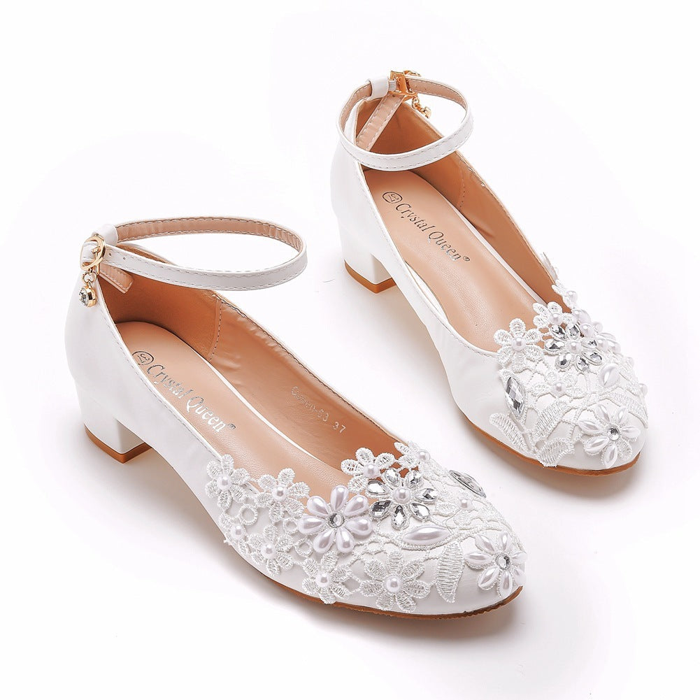 Elegant White Lace Shoes for Women - PU Leather (Sizes 35-43) LadyShow.Store