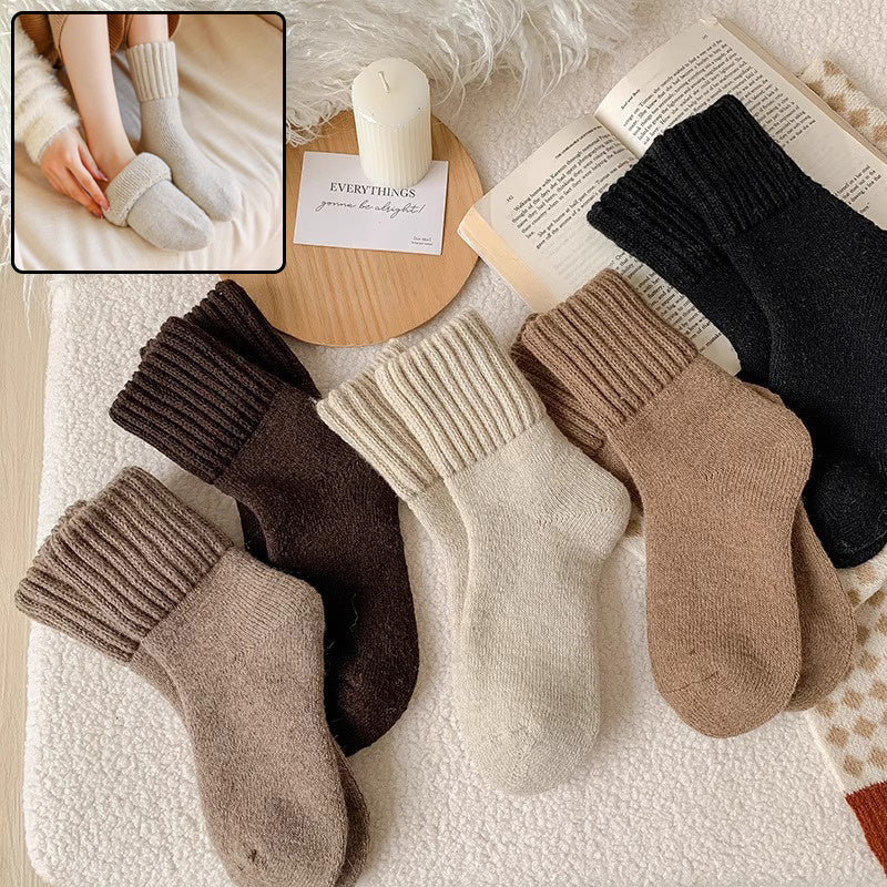 Ins Knitted Socks Winter Warm Thickened Solid Loop Socks High Ribbed Sweat-absorbent Floor Sock Best YouTube Store