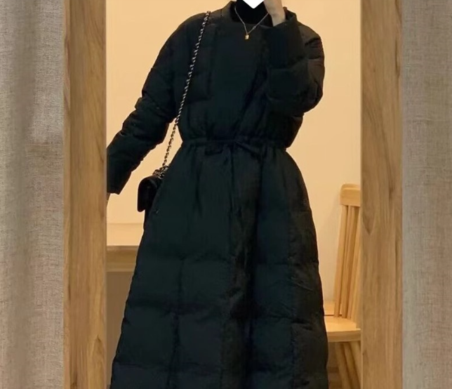 Korean Style Thick Black Cotton-padded Parka Jacket Pi-Mart