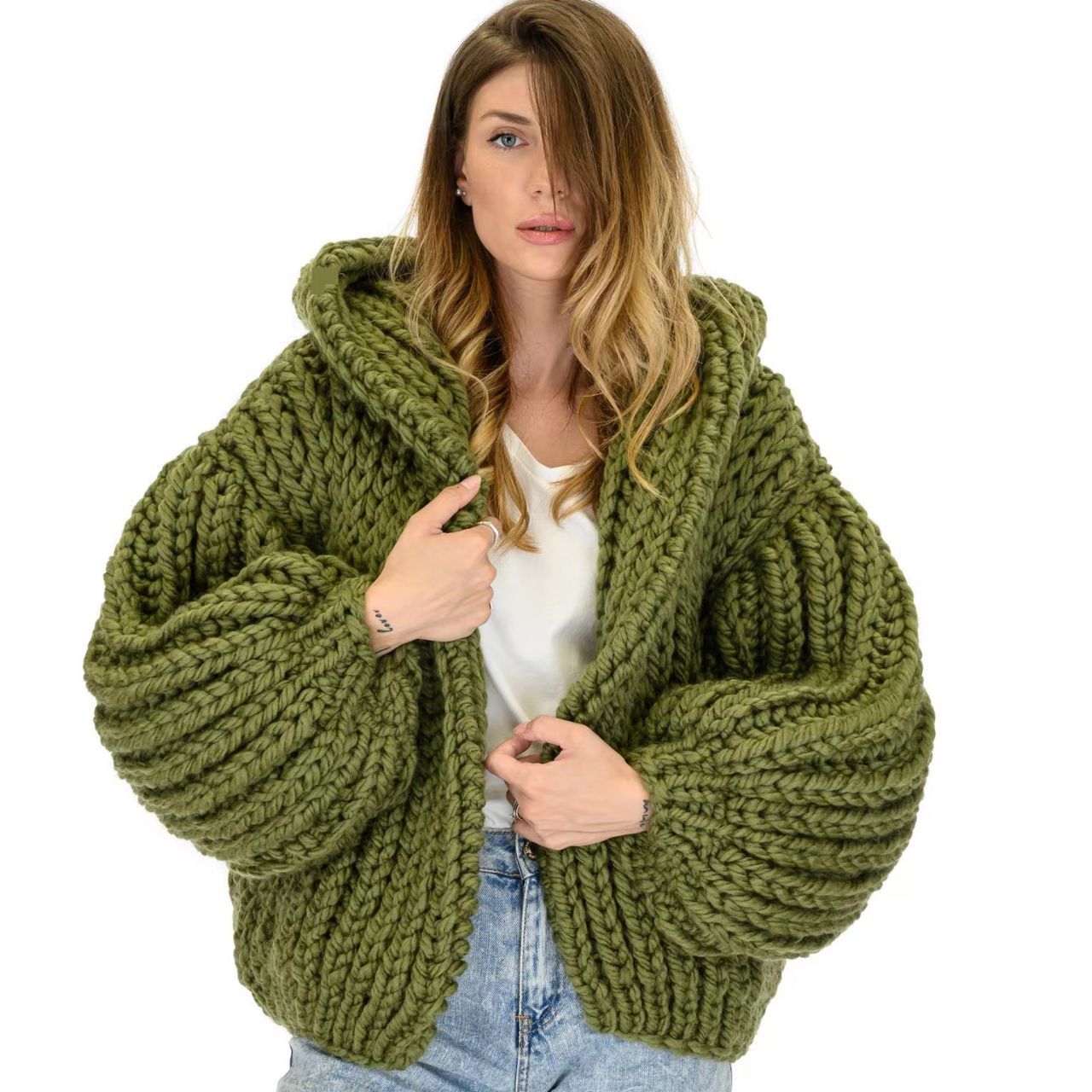 Women's Loose And Lazy Style Hooded Cardigan Sweater Best YouTube Store
