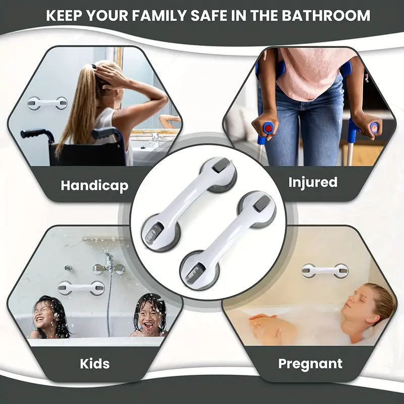 Bathroom Handrail With Vacuum Sucker For Safety Support Pi-Mart