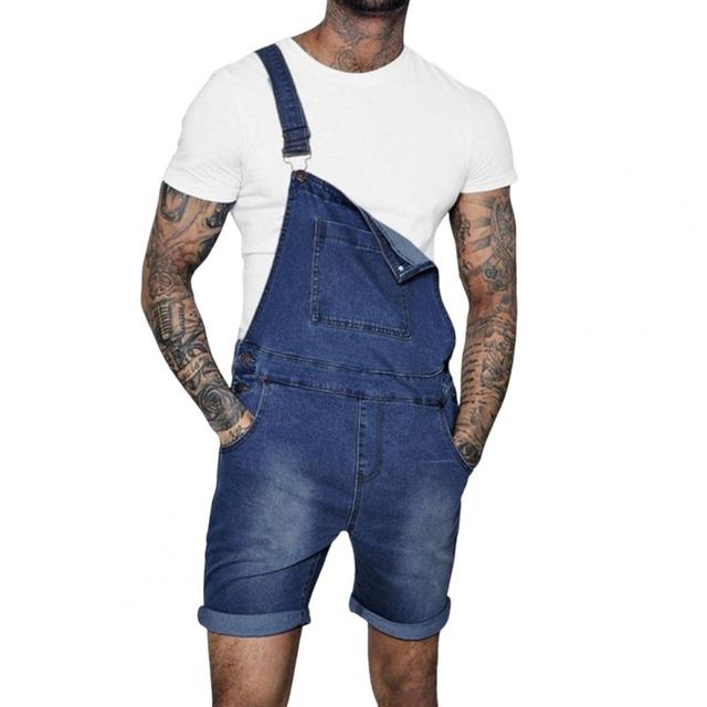 Pink Denim Overall Shorts for Men - Plus Size Summer Wear Pi-Mart