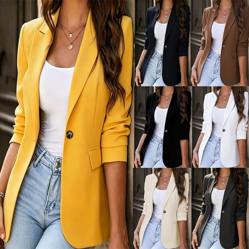 European And American Cross-Border 2026 New Style Women's Blazer, Elegant And Slim-Fit, Long-Sleeved, Single-Button Jacket NorixaFashion.com