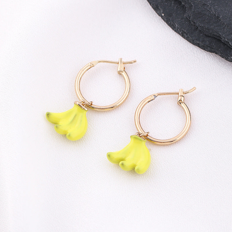 Fruit Banana Earrings S925 Silver Post LadyShow.Store
