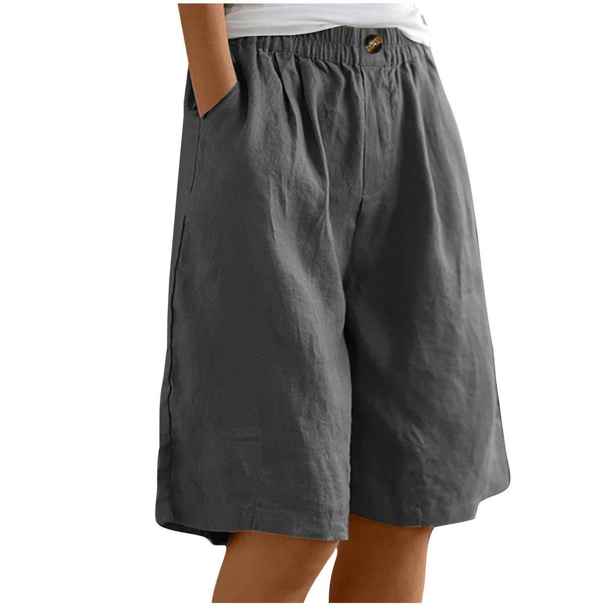 Women's Cotton And Linen Cropped Loose High Waist Shorts NorixaFashion.com