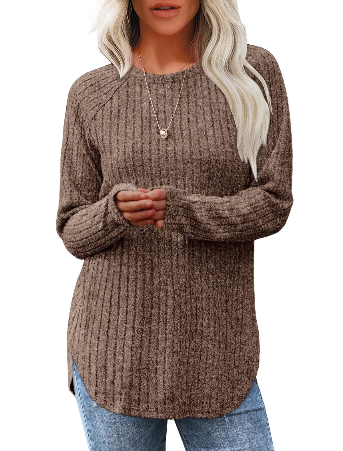 2026 European And American Women's Autumn New Loose Round Neck Base Shirt Long Sleeved Shirt NorixaFashion.com