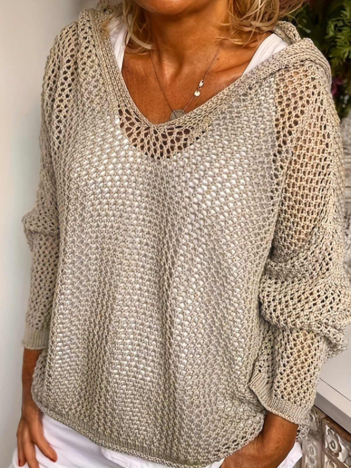 Sun Protection Knitted Hooded Sun Protection Clothing Hooded Thin Loose Sweater NorixaFashion.com