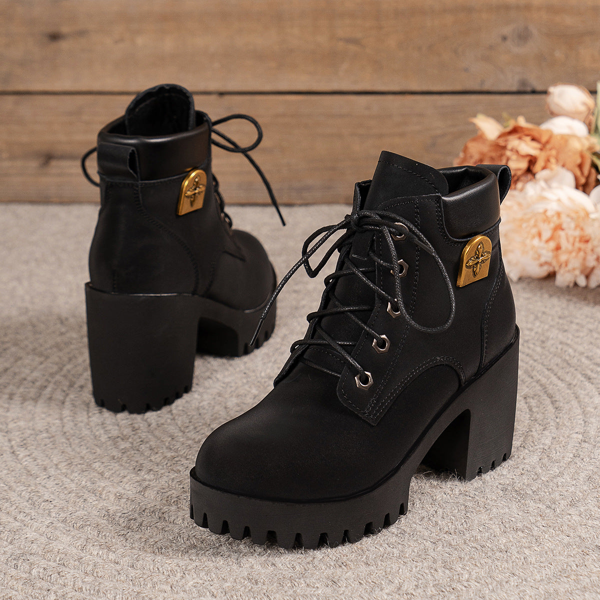 Chunky Heel Plus Size Martin Boots Thick Bottom Fashion All-match LadyShow.Store