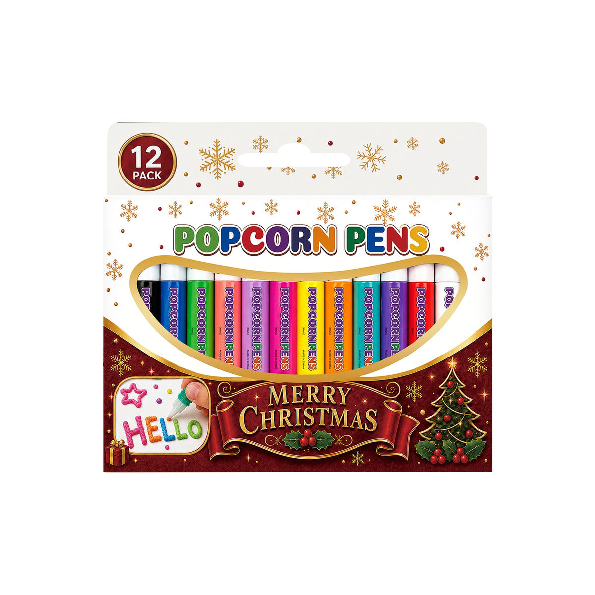 Christmas Popcorn Pen 12pcs Tri Light Beauty