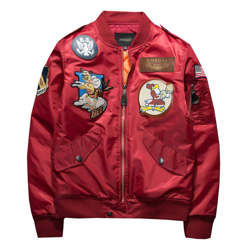 Embroidered Pilot Jacket with Badges - Hip Hop Couples’ Wear Pi-Mart