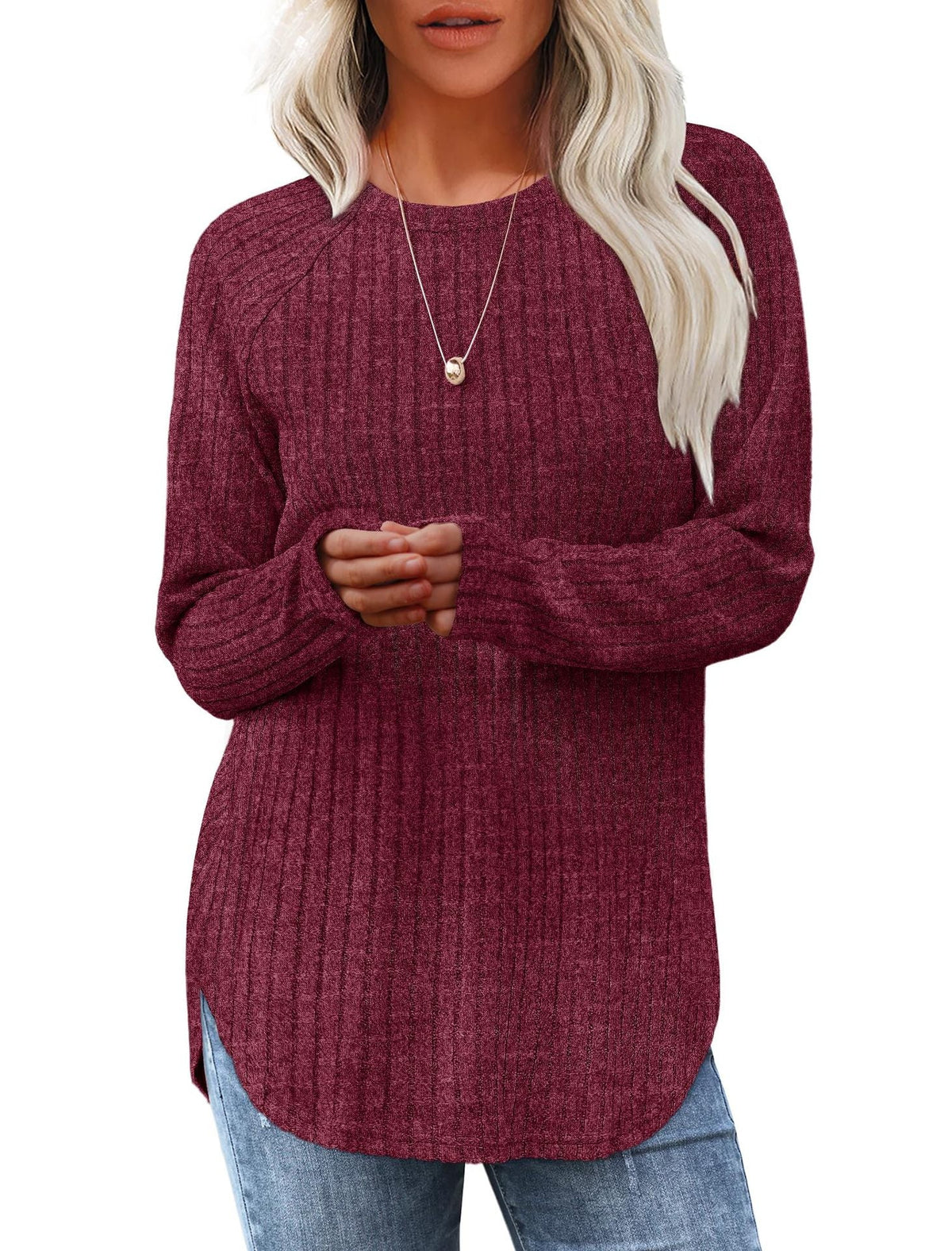 2026 European And American Women's Autumn New Loose Round Neck Base Shirt Long Sleeved Shirt NorixaFashion.com