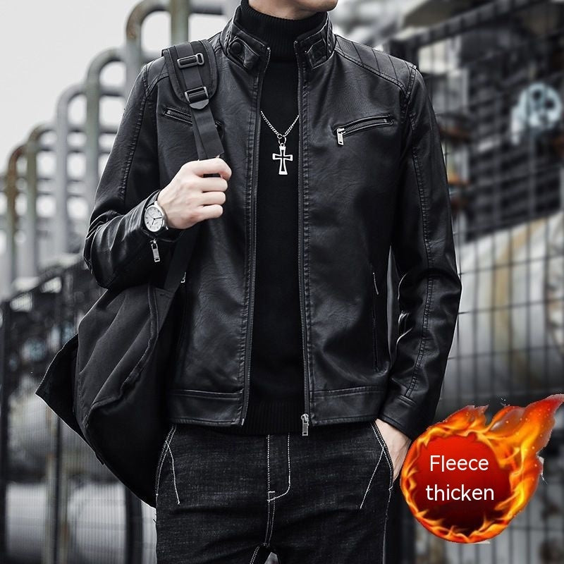 Men's Fashion Casual Slim Motorcycle Clothing Leather Jacket Best YouTube Store