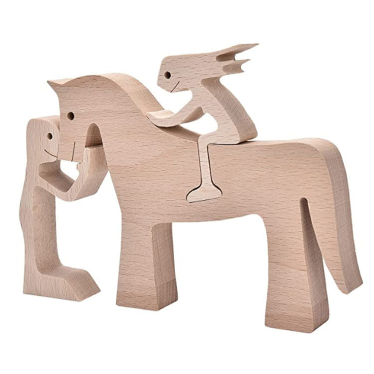 DIY Figurine Wood Dog Ornament Sculpture Home Decoration A Man A Dog Wood Sculpture Christmas Gifts Model Decor PearlNestDecor.com