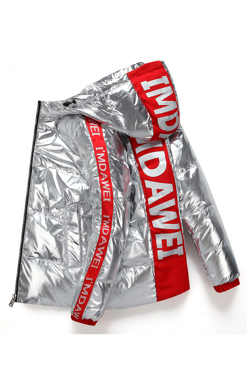 Glossy Down Jacket Men's New Hooded Thick Loose Down Jacket Best YouTube Store