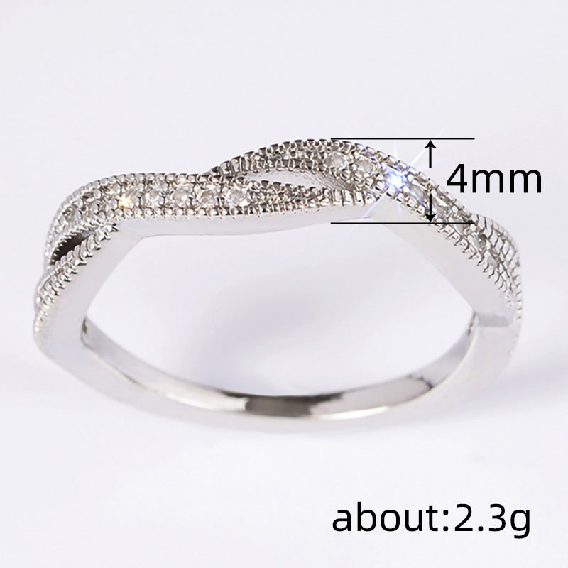Everyday Lightweight Luxury Twisted-cross Wedding Ring LadyShow.Store