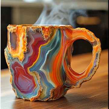 400ml Resin Mineral Crystal Coffee Mugs With Handles Elegant Fake Mineral Crystal Cup For Workplace Home Decor Christmas Gift Kitchen Gadgets PearlNestDecor.com